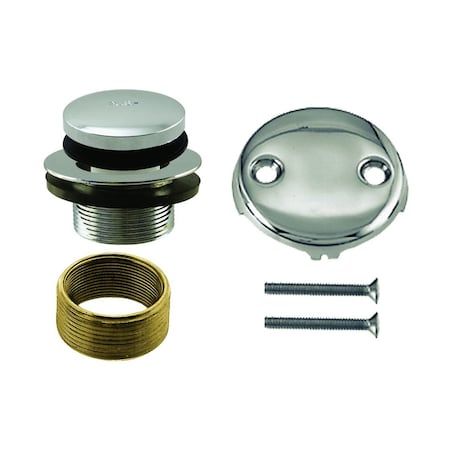 Westbrass Universal Thread Bathtub Tip-Toe Drain Trim with 2-Hole Overflow Cover, Polished Nickel D93K-05